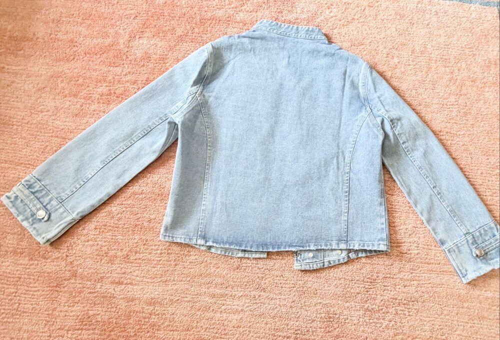 Zara Women’s Light Wash Denim Military Jacket Silver Button Front Size M NWT - Picture 9 of 9